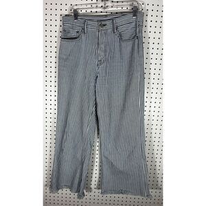 NOEND railroad striped raw hem wide leg jeans size 29